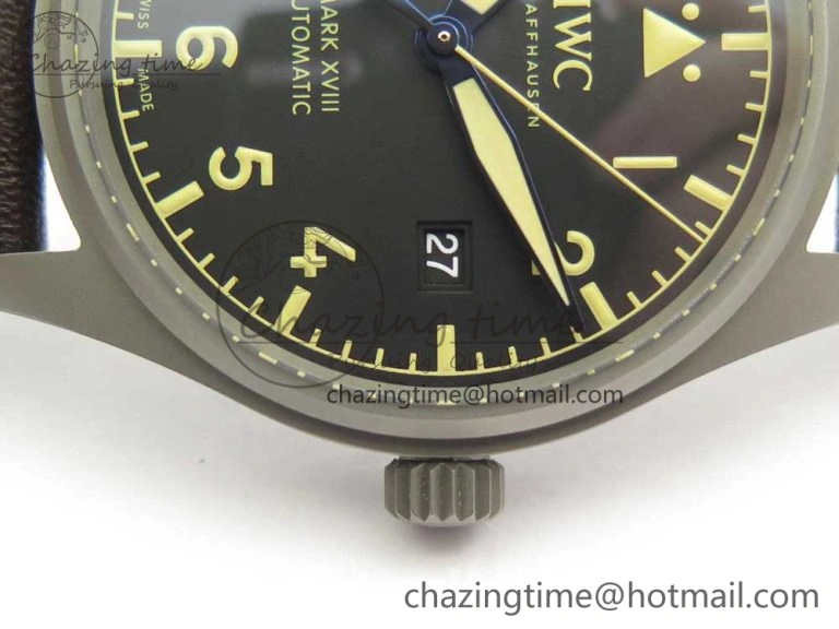 Mark XVIII IW327006 Titanium M+F 1:1 Best Edition Black Dial on Brown Leather Strap A Modern 7145