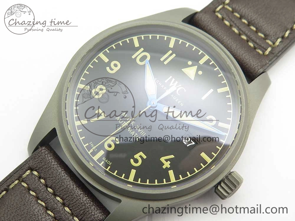 Mark XVIII IW327006 Titanium M+F 1:1 Best Edition Black Dial on Brown Leather Strap A Modern 7145