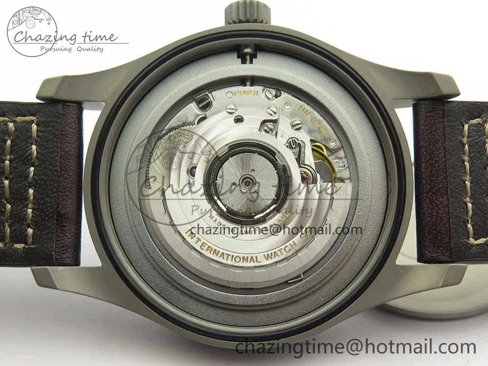 Mark XVIII IW327006 Titanium M+F 1:1 Best Edition Black Dial on Brown Leather Strap A Modern 7145