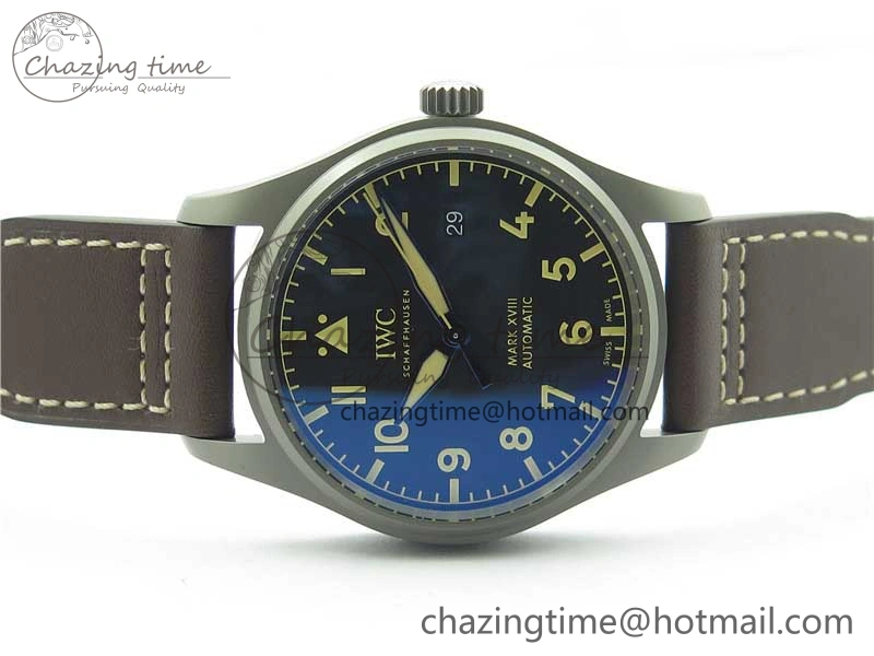 Reliable Mark XVIII IW327006 Titanium V7F 1:1 Best Edition Black Dial on Brown Leather Strap A 7080