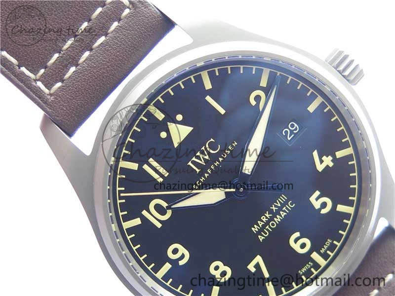 Reliable Mark XVIII IW327006 Titanium V7F 1:1 Best Edition Black Dial on Brown Leather Strap A 7080