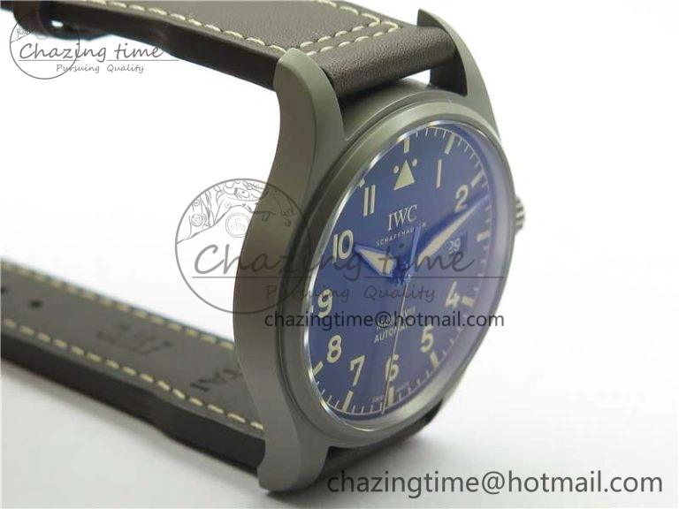Reliable Mark XVIII IW327006 Titanium V7F 1:1 Best Edition Black Dial on Brown Leather Strap A 7080