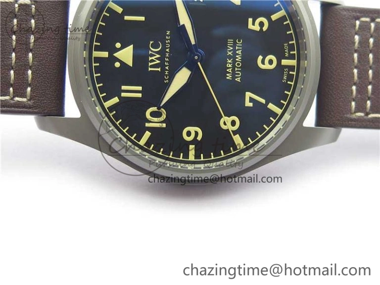 Reliable Mark XVIII IW327006 Titanium V7F 1:1 Best Edition Black Dial on Brown Leather Strap A 7080