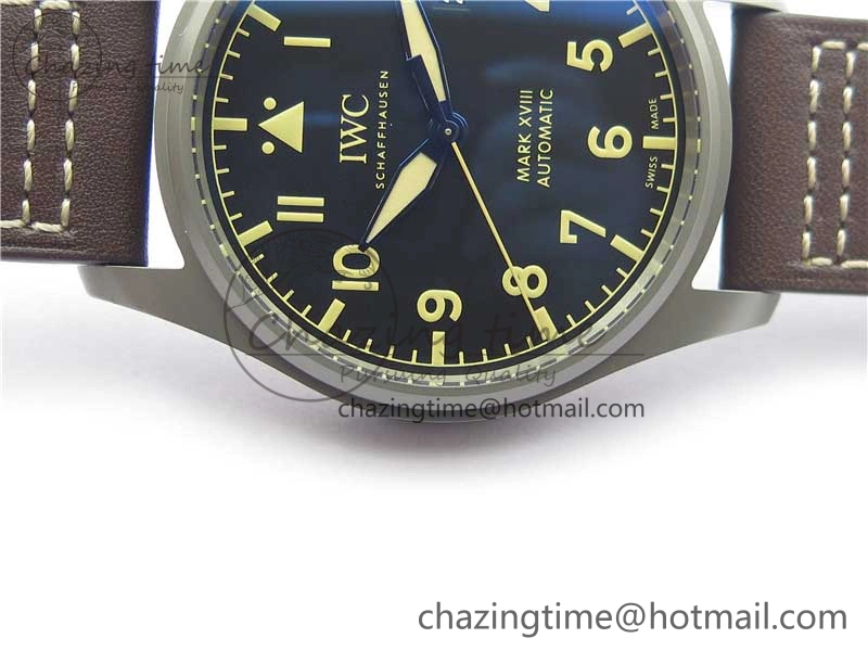 Reliable Mark XVIII IW327006 Titanium V7F 1:1 Best Edition Black Dial on Brown Leather Strap A 7080