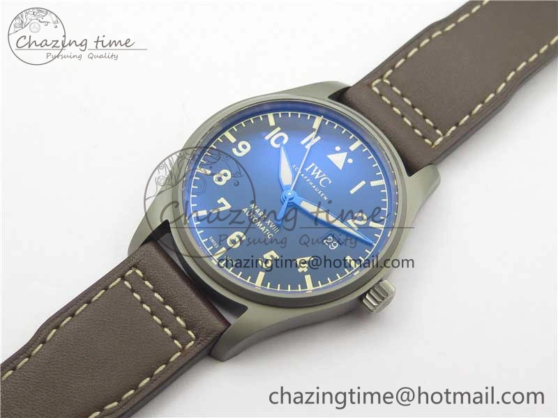 Reliable Mark XVIII IW327006 Titanium V7F 1:1 Best Edition Black Dial on Brown Leather Strap A 7080