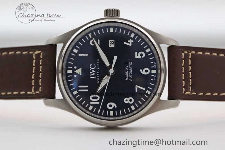 Durable Mark XVIII IW327010 SS M+F 1:1 Best Edition Blue Dial on Brown Leather Strap A 7051