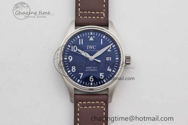 Durable Mark XVIII IW327010 SS M+F 1:1 Best Edition Blue Dial on Brown Leather Strap A 7051