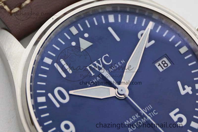 Durable Mark XVIII IW327010 SS M+F 1:1 Best Edition Blue Dial on Brown Leather Strap A 7051