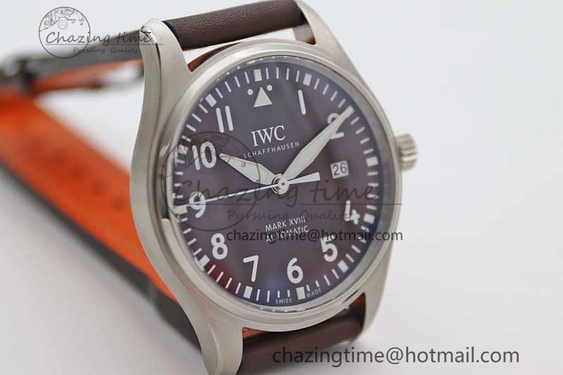 Mark XVIII IW327010 SS M+F 1:1 Best Edition Brown Dial on Brown Leather Strap A Refined 7049
