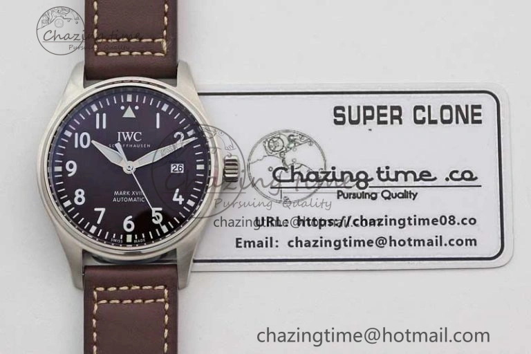 Mark XVIII IW327010 SS M+F 1:1 Best Edition Brown Dial on Brown Leather Strap A Refined 7049