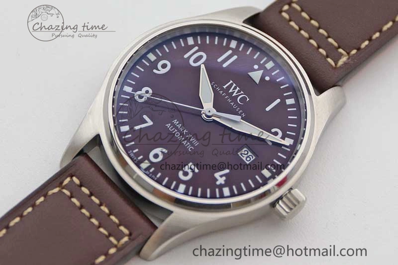 Mark XVIII IW327010 SS M+F 1:1 Best Edition Brown Dial on Brown Leather Strap A Refined 7049