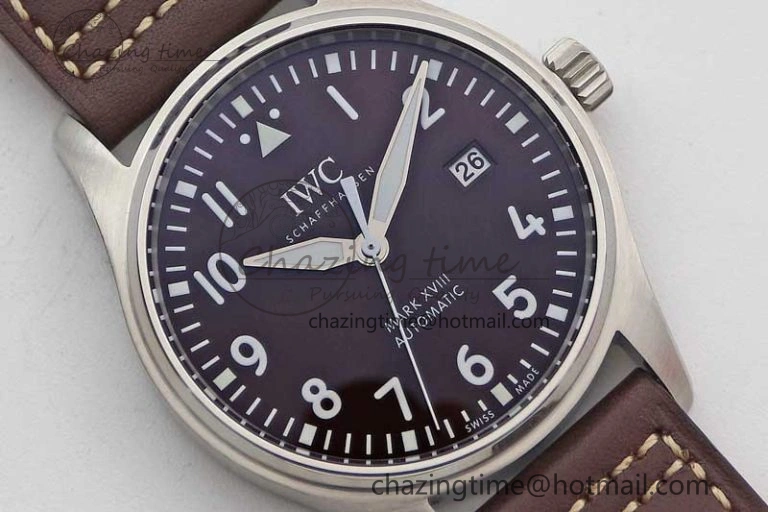 Mark XVIII IW327010 SS M+F 1:1 Best Edition Brown Dial on Brown Leather Strap A Refined 7049