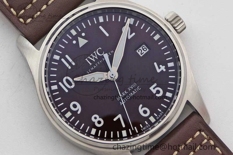 Mark XVIII IW327010 SS M+F 1:1 Best Edition Brown Dial on Brown Leather Strap A Refined 7049