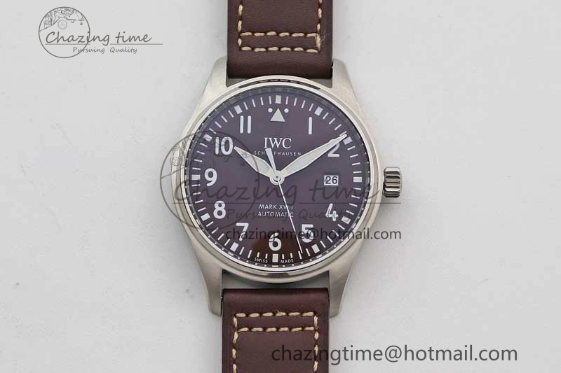 Mark XVIII IW327010 SS M+F 1:1 Best Edition Brown Dial on Brown Leather Strap A Refined 7049