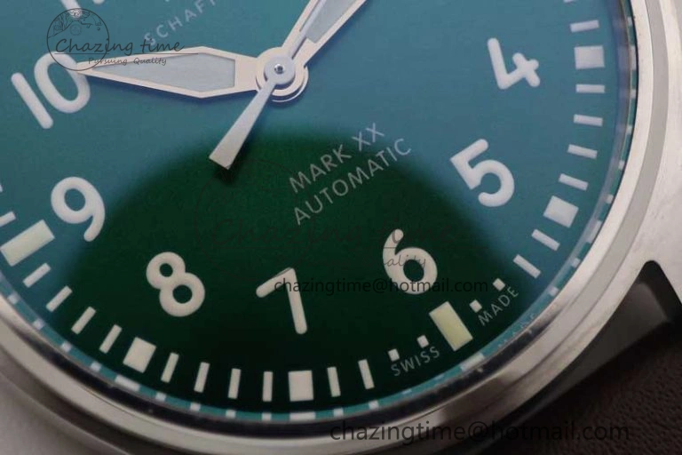 QuickDry Mark XVIII IW327010 SS M+F 1:1 Best Edition Green Dial on Brown Leather Strap A35111 (Free Nylon Strap) 7036