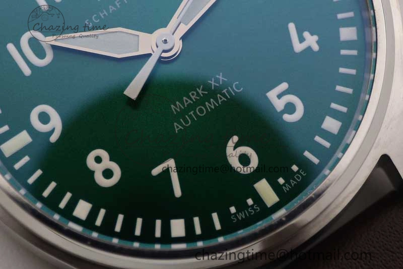 QuickDry Mark XVIII IW327010 SS M+F 1:1 Best Edition Green Dial on Brown Leather Strap A35111 (Free Nylon Strap) 7036
