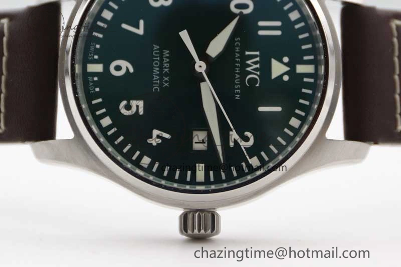 QuickDry Mark XVIII IW327010 SS M+F 1:1 Best Edition Green Dial on Brown Leather Strap A35111 (Free Nylon Strap) 7036