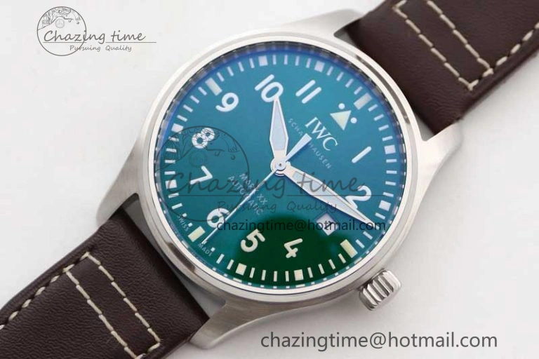 QuickDry Mark XVIII IW327010 SS M+F 1:1 Best Edition Green Dial on Brown Leather Strap A35111 (Free Nylon Strap) 7036