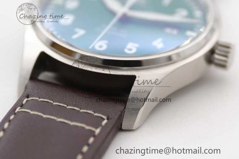 QuickDry Mark XVIII IW327010 SS M+F 1:1 Best Edition Green Dial on Brown Leather Strap A35111 (Free Nylon Strap) 7036
