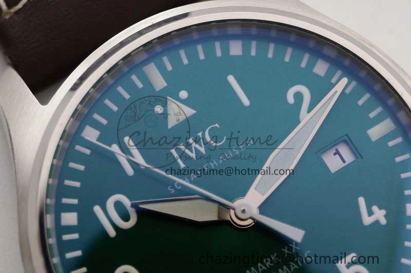 QuickDry Mark XVIII IW327010 SS M+F 1:1 Best Edition Green Dial on Brown Leather Strap A35111 (Free Nylon Strap) 7036