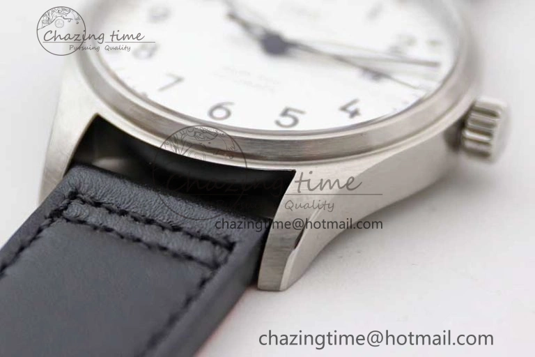 Refined Mark XVIII IW327012 SS M+F 1:1 Best Edition White Dial on Black Leather Strap A 7054
