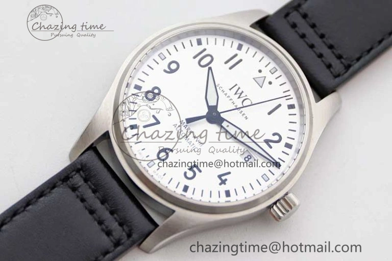 Refined Mark XVIII IW327012 SS M+F 1:1 Best Edition White Dial on Black Leather Strap A 7054
