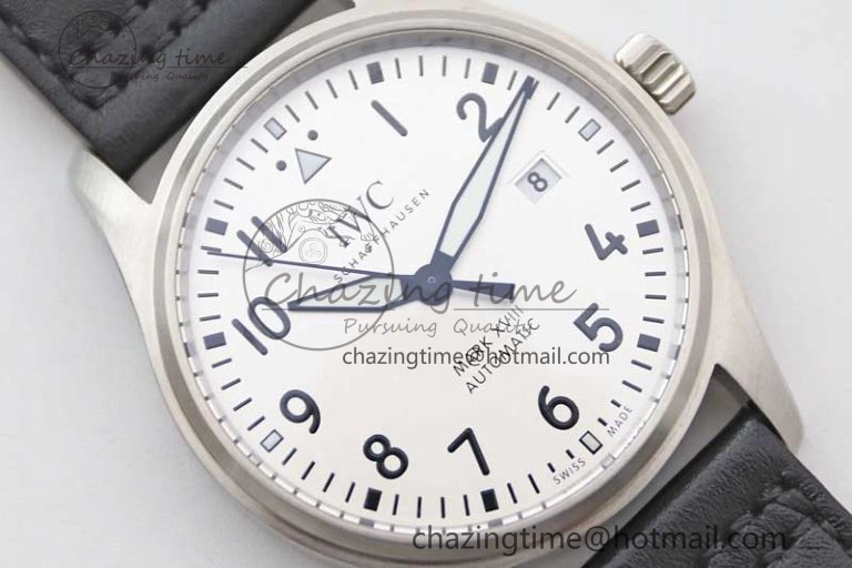 Refined Mark XVIII IW327012 SS M+F 1:1 Best Edition White Dial on Black Leather Strap A 7054
