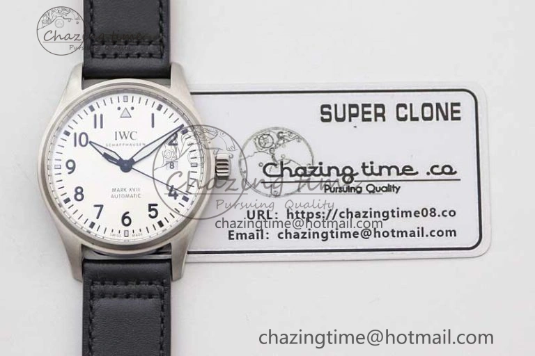 Refined Mark XVIII IW327012 SS M+F 1:1 Best Edition White Dial on Black Leather Strap A 7054