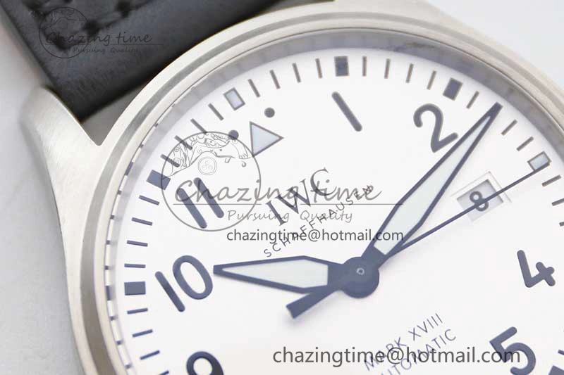 Refined Mark XVIII IW327012 SS M+F 1:1 Best Edition White Dial on Black Leather Strap A 7054