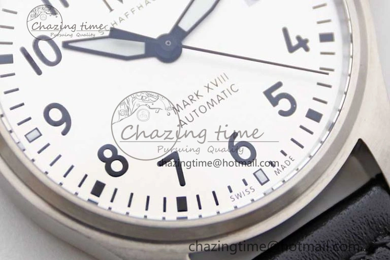 Refined Mark XVIII IW327012 SS M+F 1:1 Best Edition White Dial on Black Leather Strap A 7054