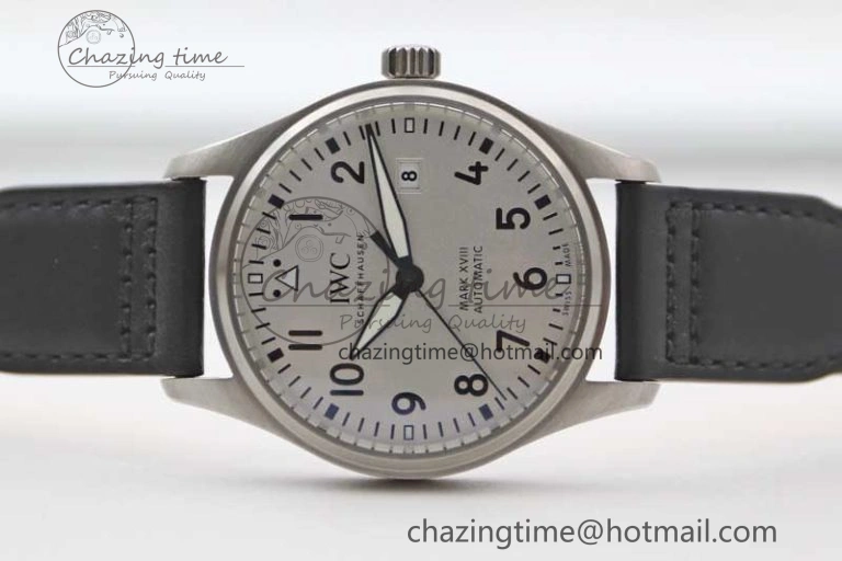 Refined Mark XVIII IW327012 SS M+F 1:1 Best Edition White Dial on Black Leather Strap A 7054