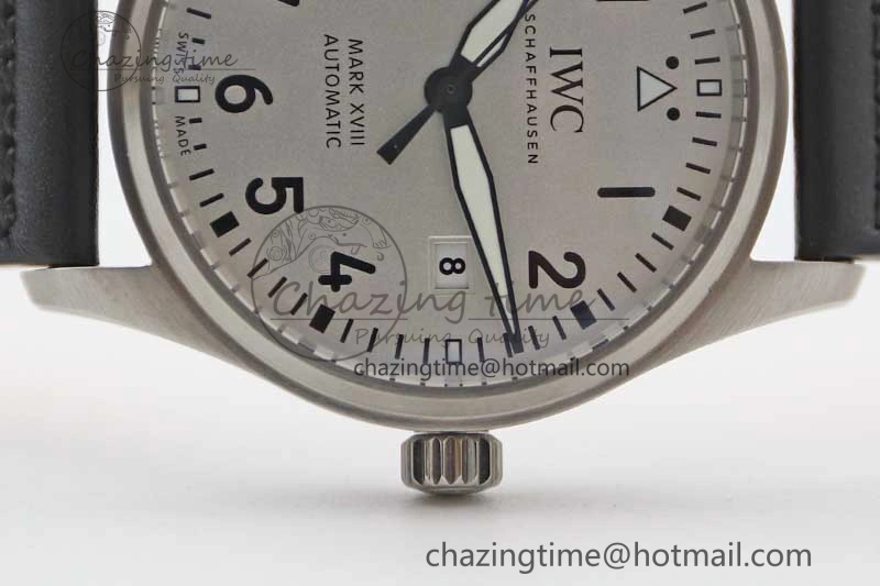 Refined Mark XVIII IW327012 SS M+F 1:1 Best Edition White Dial on Black Leather Strap A 7054