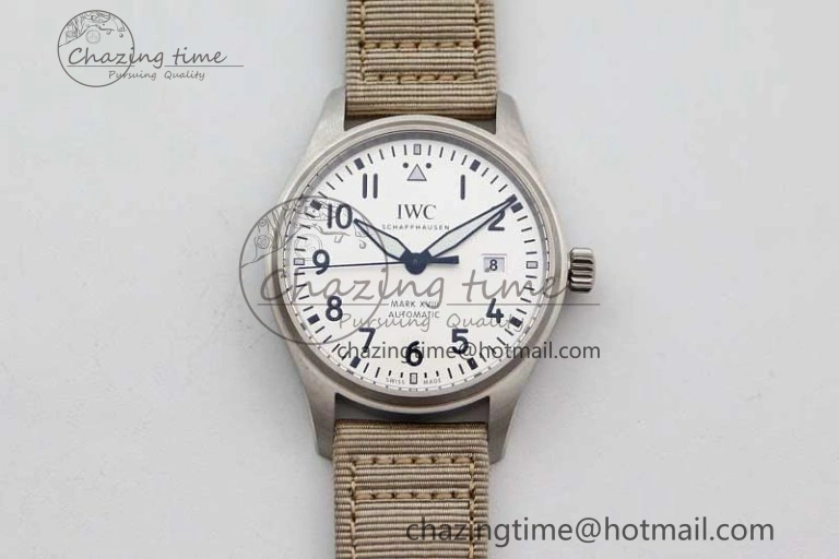 Flexible Mark XVIII IW327012 SS M+F 1:1 Best Edition White Dial on White Nylon Strap A 7053