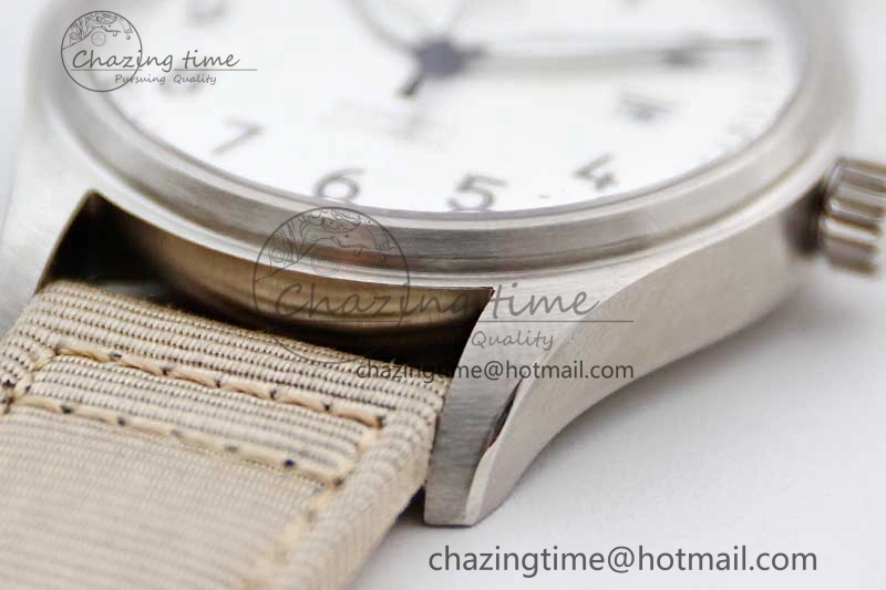 Flexible Mark XVIII IW327012 SS M+F 1:1 Best Edition White Dial on White Nylon Strap A 7053