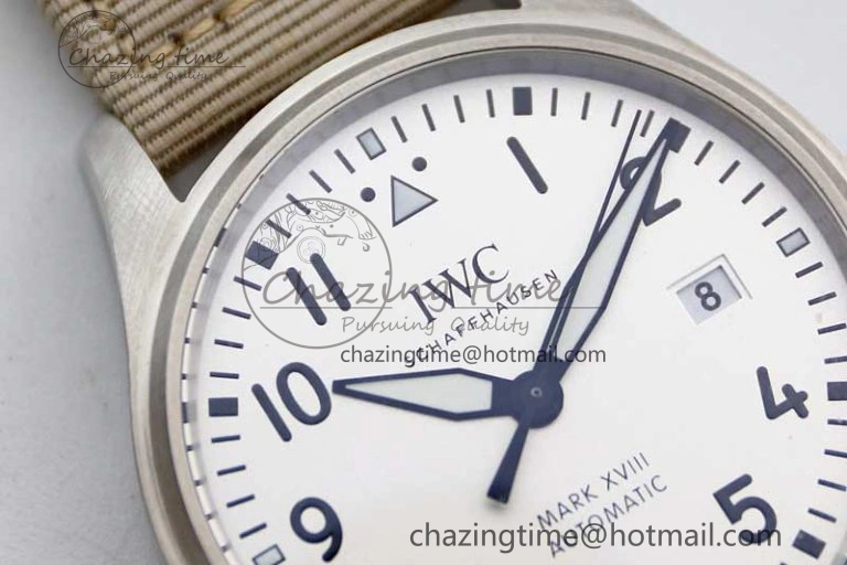 Flexible Mark XVIII IW327012 SS M+F 1:1 Best Edition White Dial on White Nylon Strap A 7053