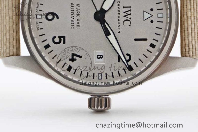 Flexible Mark XVIII IW327012 SS M+F 1:1 Best Edition White Dial on White Nylon Strap A 7053