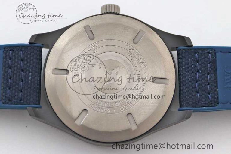 Mark XVIII IW328101 Black Ceramic M+F 1:1 Best Edition Blue Dial on Blue Nylon Strap A OdorResistant 7058
