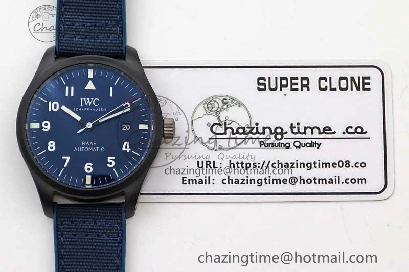 Mark XVIII IW328101 Black Ceramic M+F 1:1 Best Edition Blue Dial on Blue Nylon Strap A OdorResistant 7058