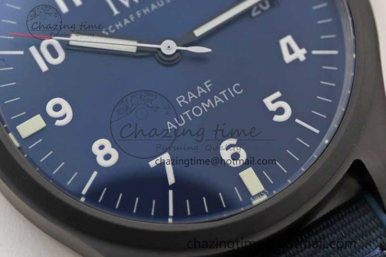 Mark XVIII IW328101 Black Ceramic M+F 1:1 Best Edition Blue Dial on Blue Nylon Strap A OdorResistant 7058