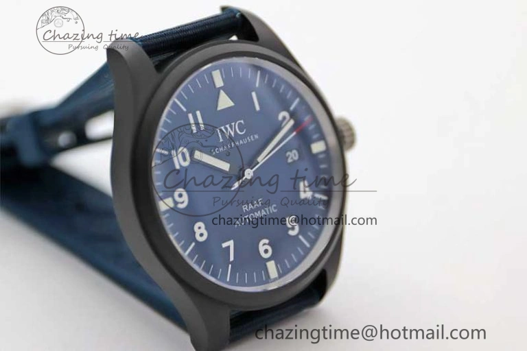 Mark XVIII IW328101 Black Ceramic M+F 1:1 Best Edition Blue Dial on Blue Nylon Strap A OdorResistant 7058