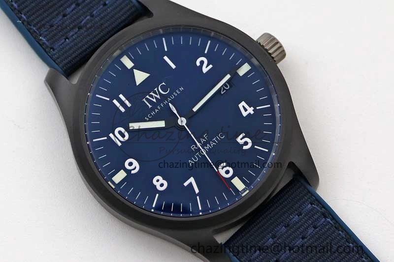 Mark XVIII IW328101 Black Ceramic M+F 1:1 Best Edition Blue Dial on Blue Nylon Strap A OdorResistant 7058