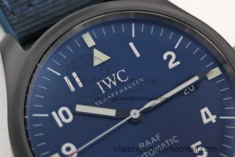 Mark XVIII IW328101 Black Ceramic M+F 1:1 Best Edition Blue Dial on Blue Nylon Strap A OdorResistant 7058