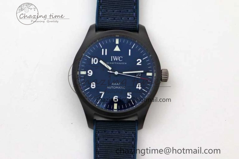 Mark XVIII IW328101 Black Ceramic M+F 1:1 Best Edition Blue Dial on Blue Nylon Strap A OdorResistant 7058