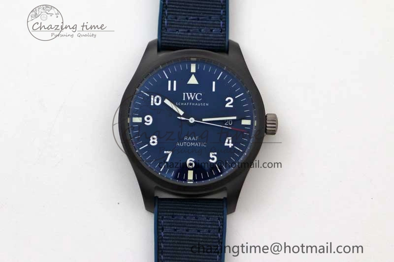 Mark XVIII IW328101 Black Ceramic M+F 1:1 Best Edition Blue Dial on Blue Nylon Strap A OdorResistant 7058