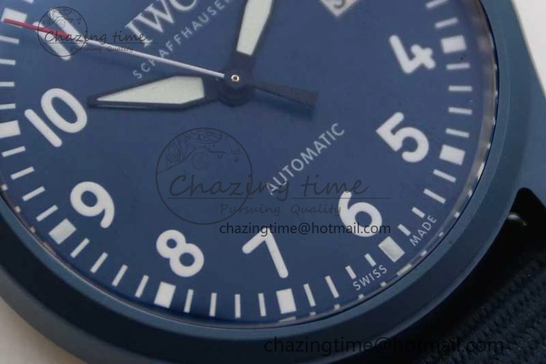 Mark XVIII IW328101 Blue Ceramic M+F 1:1 Best Edition Blue Dial on Blue Nylon Strap A Upgraded 7046