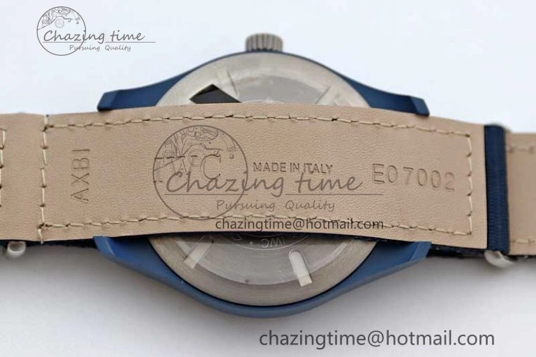 Mark XVIII IW328101 Blue Ceramic M+F 1:1 Best Edition Blue Dial on Blue Nylon Strap A Upgraded 7046