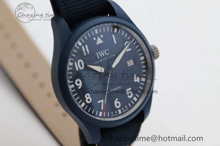 Mark XVIII IW328101 Blue Ceramic M+F 1:1 Best Edition Blue Dial on Blue Nylon Strap A Upgraded 7046