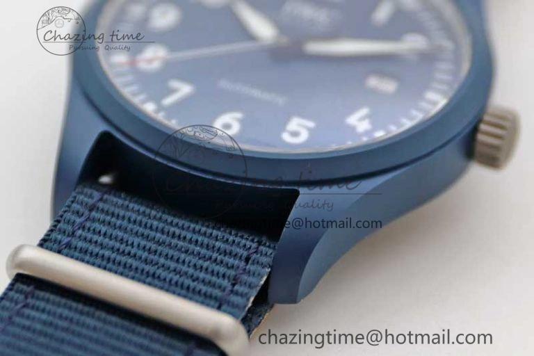 Mark XVIII IW328101 Blue Ceramic M+F 1:1 Best Edition Blue Dial on Blue Nylon Strap A Upgraded 7046