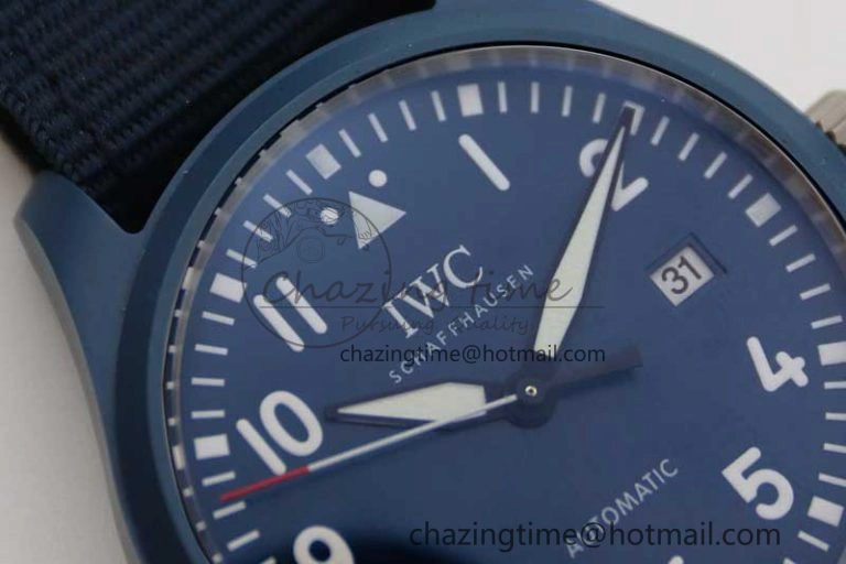 Mark XVIII IW328101 Blue Ceramic M+F 1:1 Best Edition Blue Dial on Blue Nylon Strap A Upgraded 7046