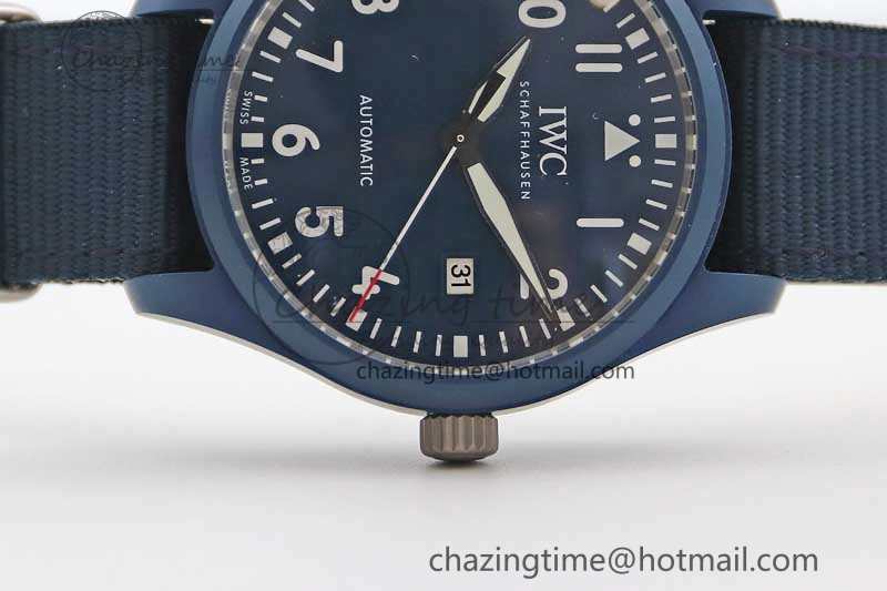 Mark XVIII IW328101 Blue Ceramic M+F 1:1 Best Edition Blue Dial on Blue Nylon Strap A Upgraded 7046
